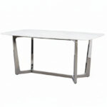 Table à Manger Gossip Plateau Granite Marbré Blanc 180x90 cm