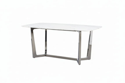 Table à Manger Gossip Plateau Granite Marbré Blanc 180x90 cm