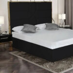 Lit Gold Mark Similicuir Noir Sommier Intégré 160x200 cm