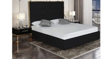 Lit Gold Mark Similicuir Noir Sommier Intégré 160x200 cm