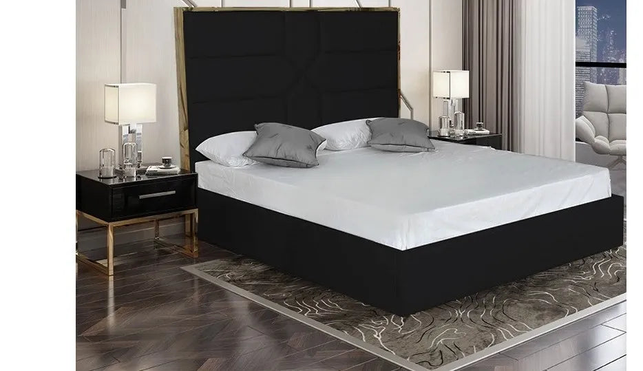 0 4640.jpg Lit Gold Mark Similicuir Noir Sommier Intégré 160x200 cm