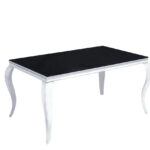 Table à Manger Baroque Verre Noir Pieds Chrome 150x90 cm