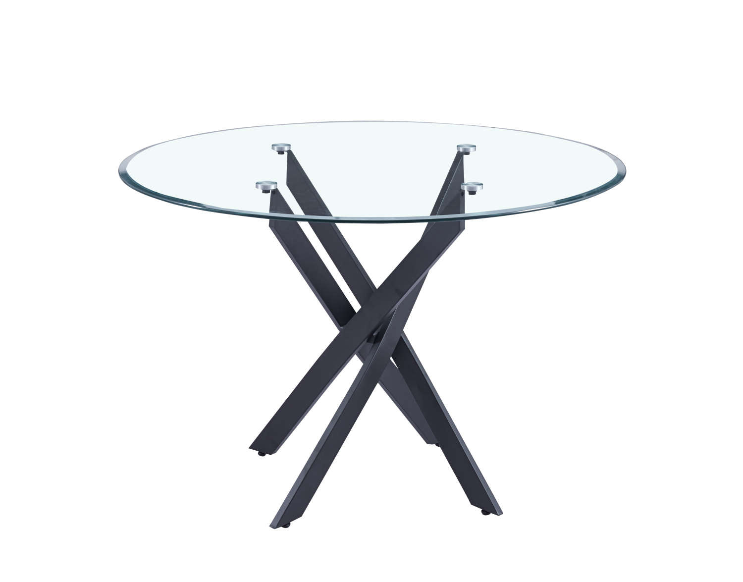 0 4643.jpg Table à Manger Ronde Jessica Verre Transparent Pieds Métal Noir 100 cm
