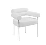 Lot 2 Chaises Salle à Manger Bulle Accoudoirs Velours Doudou Pieds Chrome 72x60x77cm