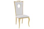 Lot de 4 Chaises Baroque ROYAL Gold Simili Blanc