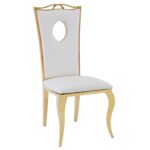 Lot de 4 Chaises Baroque ROYAL Gold Simili Blanc