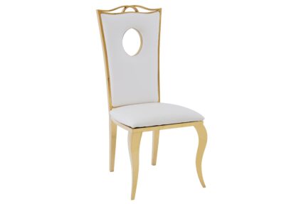 Lot de 4 Chaises Baroque ROYAL Gold Simili Blanc