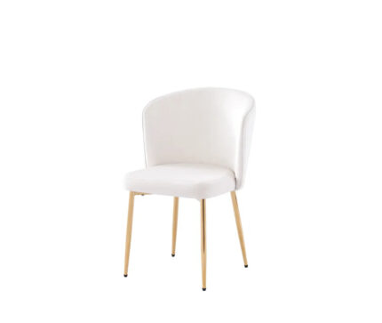 Lot de 4 Chaises Diana Velours Écru Pieds Dorés