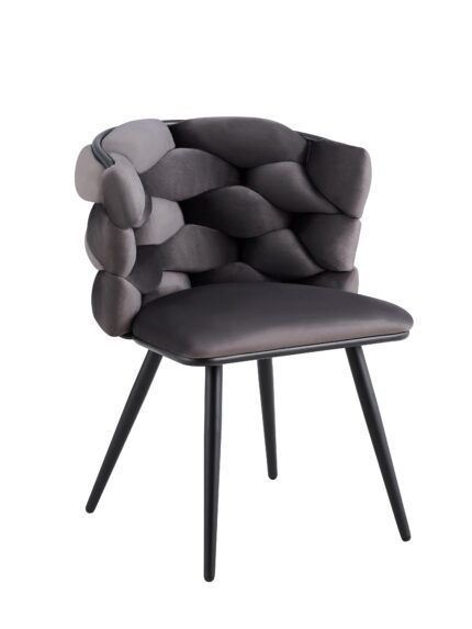 Lot de 2 Chaises Lolipop Tissu Anthracite Dossier Tressé 60x60x77 cm
