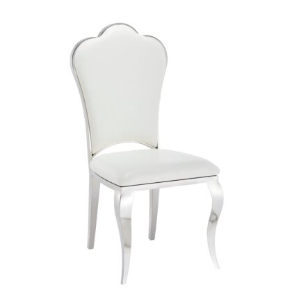 Lot de 4 Chaises Prestige Chrome simili cuir Blanc- SAKURA