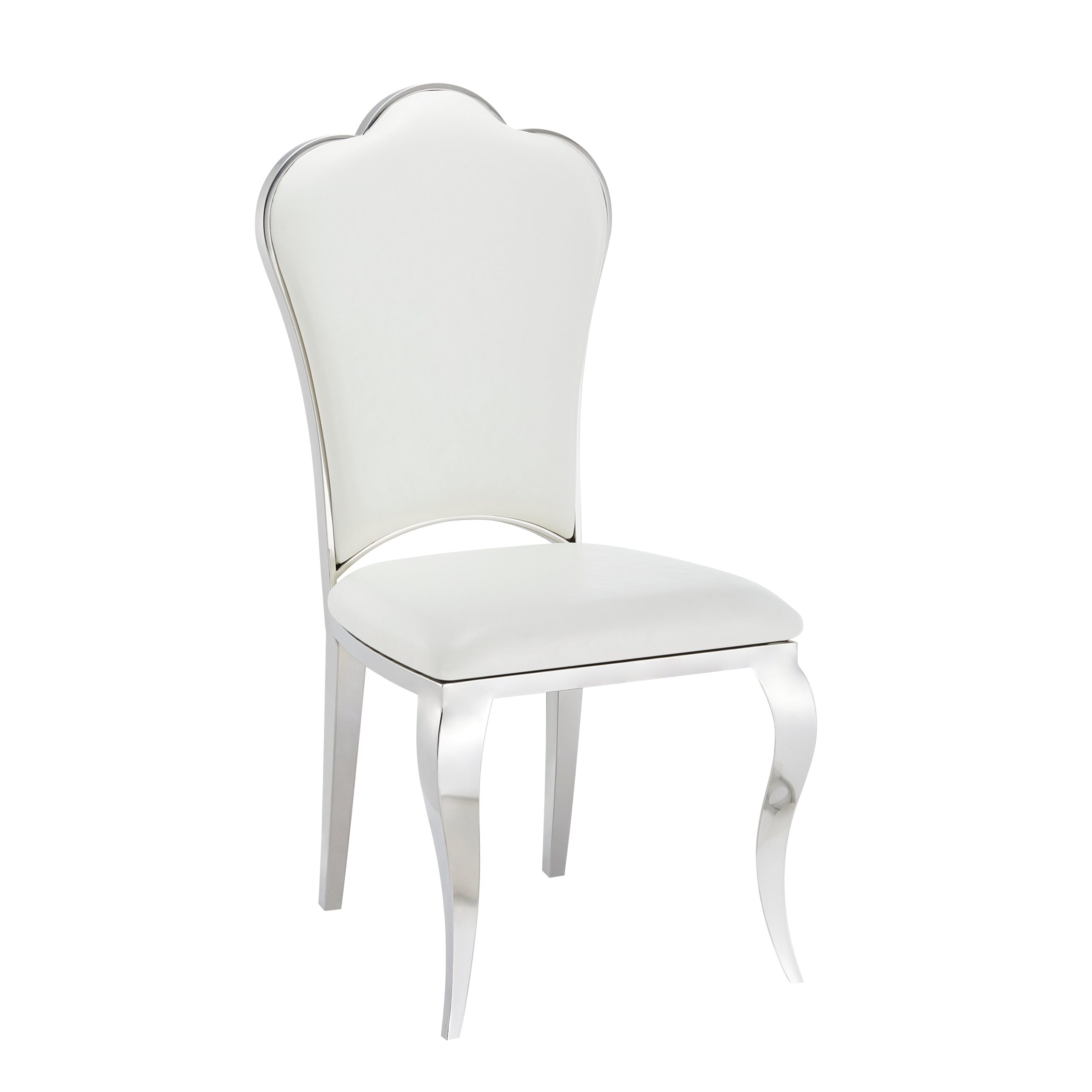 0 4660.jpg Lot de 4 Chaises Prestige Chrome simili cuir Blanc- SAKURA