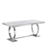 Table à Manger Rectangulaire Omega Verre Marbré Blanc Chrome 180x90x75 cm