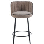 Lot 2 Tabourets de Bar Cathy Taupe Pieds Métal Noir