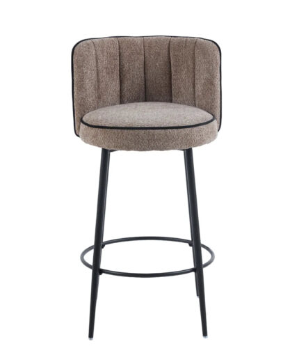 Lot 2 Tabourets de Bar Cathy Taupe Pieds Métal Noir