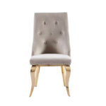 Lot 2 Chaises Salle à Manger Anneau Velours Moka Capitonnées Cloutées Pieds Gold