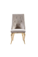 Lot 2 Chaises Salle à Manger Anneau Velours Moka Capitonnées Cloutées Pieds Gold