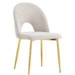 Lot de 4 chaises TEDDY Gold velours - Chenille moka