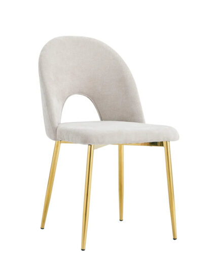 Lot de 4 chaises TEDDY Gold velours - Chenille moka