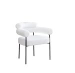 Lot de 2 Chaises Salle à Manger Doudou Blanc Accoudoirs Métal Noir 72x60x77 cm