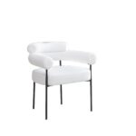 Lot de 2 Chaises Salle à Manger Doudou Blanc Accoudoirs Métal Noir 72x60x77 cm