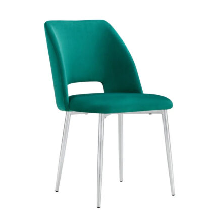 Lot de 4 chaises AVA Chrome en Velours - Vert