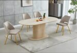 Ensemble Table Ovale Chaises Inaya Travertin Dorées Vert