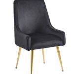 Lot 2 Chaises Salle à Manger Luxury Velours Noir Pieds Gold 56x58x93cm