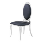 Lot de 4 chaises ANGEL baroque Chrome simili cuir noir
