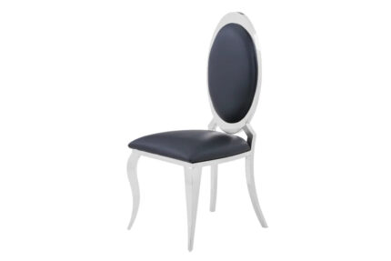 Lot de 4 chaises ANGEL baroque Chrome simili cuir noir