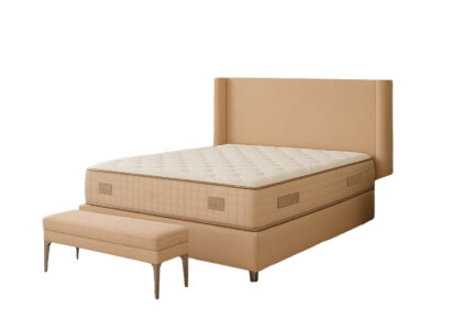 Lit Coffre Coco Velours Beige 160x200 cm
