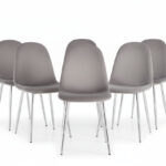 Lot de 6 Chaises Scandinaves Velours Anthracite Pieds Chrome 44x50x87 cm