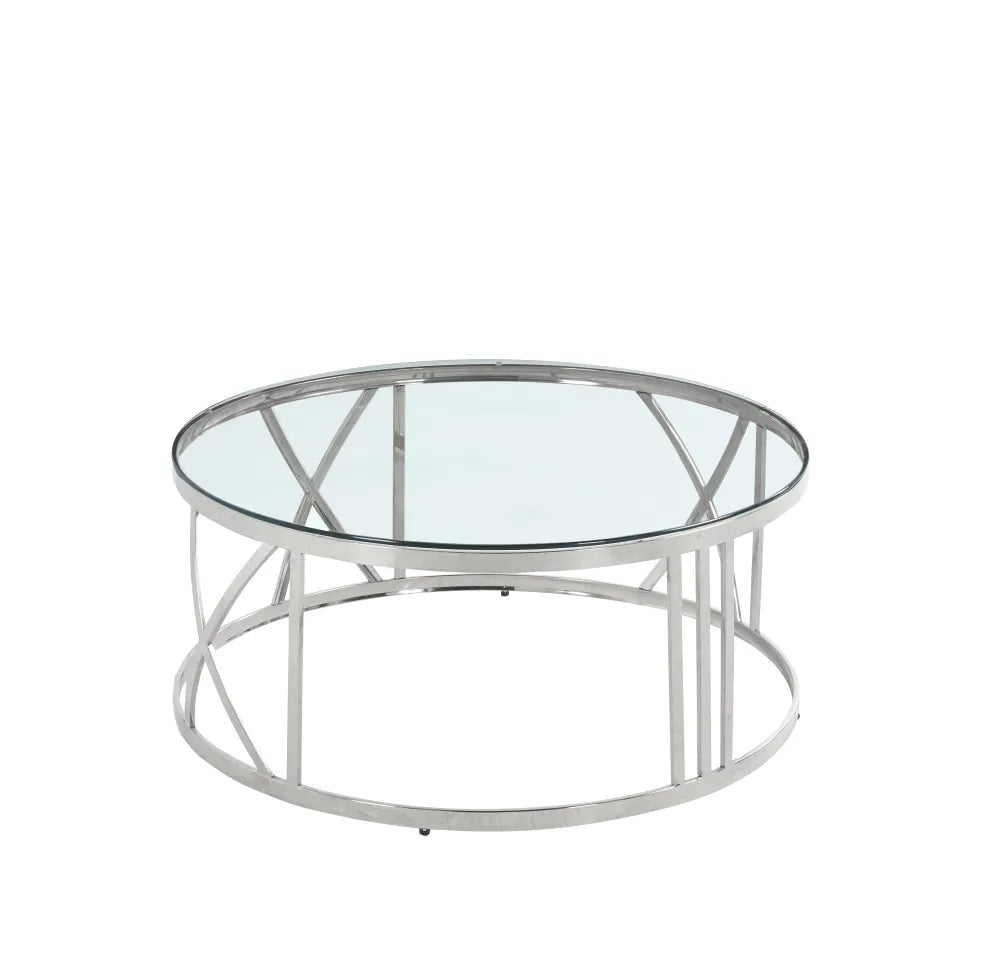 0 4696.jpg Table Basse Ronde Atmos Verre Trempé Transparent Pieds Chrome D100x45 cm