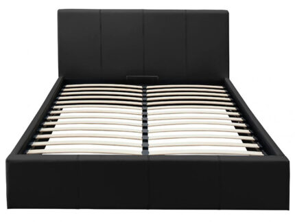 Lit Coffre Bastien Simili Cuir Noir 140x190 cm