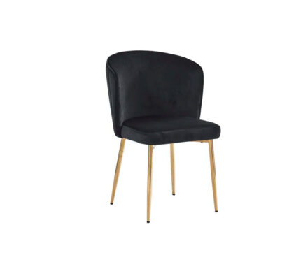 Lot de 4 Chaises Diana Velours Noir Pieds Dorés