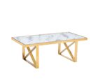 Table Basse Levanto Marbre Blanc Pieds Dorés 120x60x45 cm