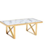 Table Basse Levanto Marbre Blanc Pieds Dorés 120x60x45 cm