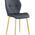 Lot 4 Chaises Salle à Manger Coquillage Velours Anthracite Pieds Gold 46x58,5x87cm