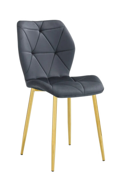 Lot 4 Chaises Salle à Manger Coquillage Velours Anthracite Pieds Gold 46x58,5x87cm