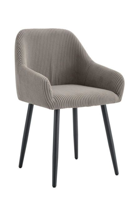 Lot 2 Chaises Salle à Manger Peach Accoudoirs Moka Pieds Métal Noir