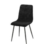 Lot 4 Chaises Salle à Manger Bobby Velours Côtelé Noir Pieds Métal Noir 52x44x87cm