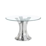 Table à Manger Ronde Judith Verre Trempé Chrome 120 cm
