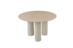 Table à Manger Ronde Anaïs Céramique Beige Brillant Pieds Beiges 120 cm