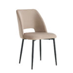 Lot de 4 chaises AVA Métal noir Velours - Taupe