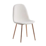 Lot de 6 Chaises Bonnie Scandinave Tissu Doudou Beige Pieds Rose Gold 42x53x84 cm