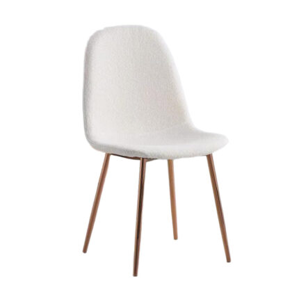 Lot de 6 Chaises Bonnie Scandinave Tissu Doudou Beige Pieds Rose Gold 42x53x84 cm