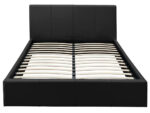 Lit Coffre Bastien Simili Cuir Noir 160x200 cm Sommier Inclus