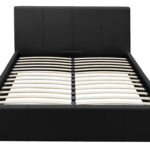 Lit Coffre Bastien Simili Cuir Noir 160x200 cm Sommier Inclus