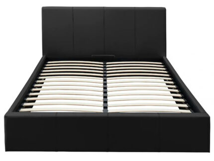 Lit Coffre Bastien Simili Cuir Noir 160x200 cm Sommier Inclus
