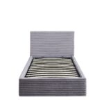 Lit Coffre Maia Velours Côtelé Gris 90x190 cm