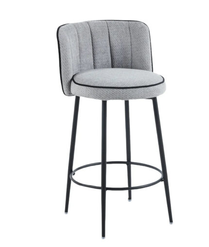 Lot 2 Tabourets de Bar Cathy Gris Pieds Métal Noir